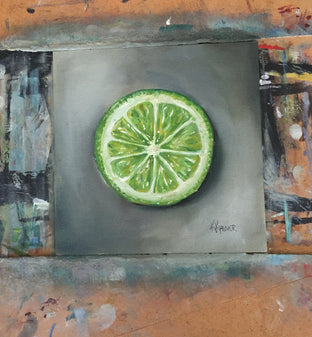 Original art for sale at UGallery.com | Lime Slice by Kristine Kainer | $300 | oil painting | 6' h x 6' w | photo 3