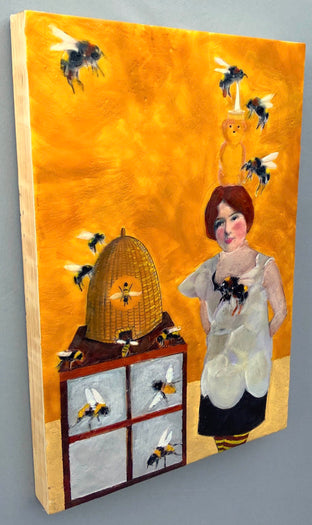 Original art for sale at UGallery.com | Bee It Ever So Humble by Linda Benenati | $575 | encaustic artwork | 18' h x 12' w | photo 2