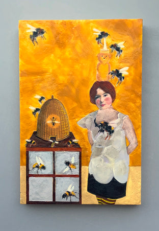 Original art for sale at UGallery.com | Bee It Ever So Humble by Linda Benenati | $575 | encaustic artwork | 18' h x 12' w | photo 3