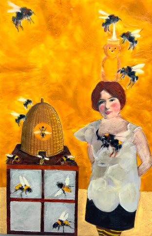 Original art for sale at UGallery.com | Bee It Ever So Humble by Linda Benenati | $575 | encaustic artwork | 18' h x 12' w | photo 1