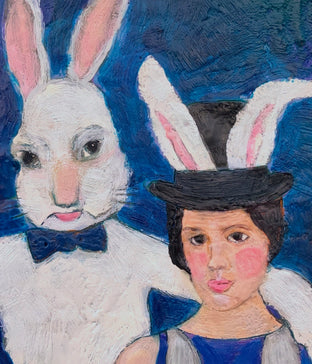 Original art for sale at UGallery.com | Her Friend Harvey by Linda Benenati | $575 | encaustic artwork | 18' h x 12' w | photo 4