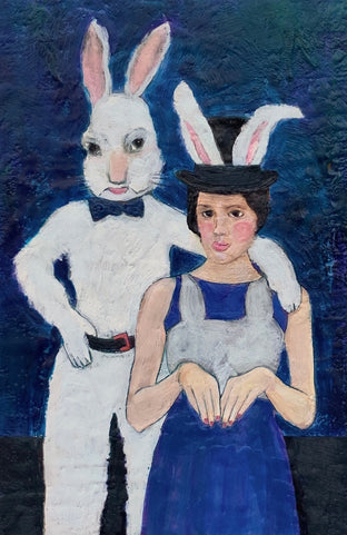Original art for sale at UGallery.com | Her Friend Harvey by Linda Benenati | $575 | encaustic artwork | 18' h x 12' w | photo 1