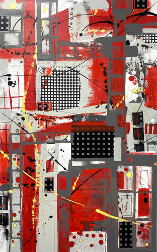Original art for sale at UGallery.com | Block Party by Linda Shaffer | $1,800 | mixed media artwork | 48' h x 30' w | photo 1