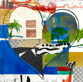 mixed media artwork by Linda Shaffer titled Play At The Beach