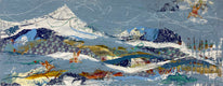 Original art for sale at UGallery.com | Spring Mountain Oasis by Linda Shaffer | $475 | mixed media artwork | 12' h x 30' w | thumbnail 1