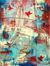 mixed media artwork by Linda Shaffer titled Take Flight