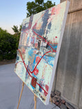 Original art for sale at UGallery.com | Waterfront by Linda Shaffer | $1,500 | mixed media artwork | 36' h x 36' w | thumbnail 2