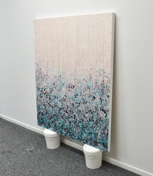 Mauve Teal Splash by Lisa Carney |  Side View of Artwork 