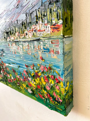 Original art for sale at UGallery.com | A Day at Lake Como by Lisa Elley | $475 | oil painting | 12' h x 12' w | photo 2