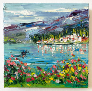 Original art for sale at UGallery.com | A Day at Lake Como by Lisa Elley | $475 | oil painting | 12' h x 12' w | photo 3