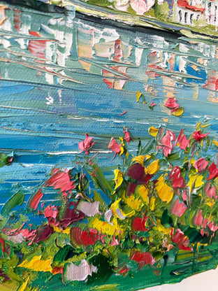 Original art for sale at UGallery.com | A Day at Lake Como by Lisa Elley | $475 | oil painting | 12' h x 12' w | photo 4