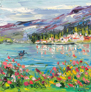 Original art for sale at UGallery.com | A Day at Lake Como by Lisa Elley | $475 | oil painting | 12' h x 12' w | photo 1