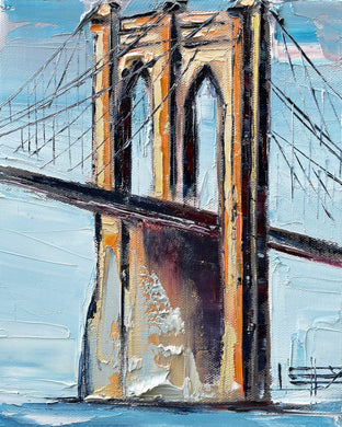 Original art for sale at UGallery.com | Across the Brooklyn Bridge by Lisa Elley | $375 | oil painting | 10' h x 8' w | photo 1