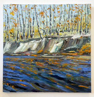 Original art for sale at UGallery.com | Aspen River by Lisa Elley | $1,700 | oil painting | 30' h x 30' w | photo 3