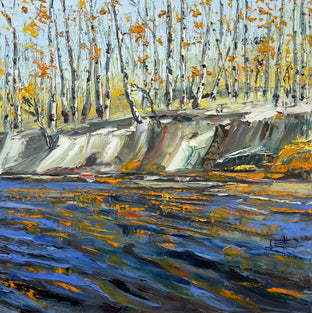 Original art for sale at UGallery.com | Aspen River by Lisa Elley | $1,700 | oil painting | 30' h x 30' w | photo 1