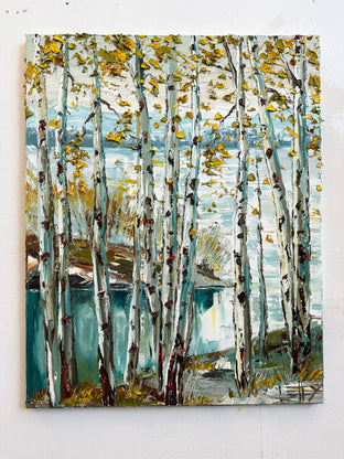 Original art for sale at UGallery.com | Azure Forest Dream by Lisa Elley | $875 | oil painting | 30' h x 24' w | photo 3