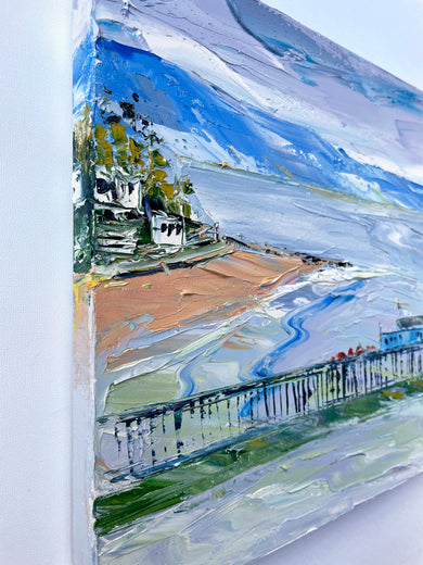 Capitola Morning by Lisa Elley |  Side View of Artwork 