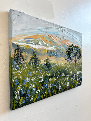 Original art for sale at UGallery.com | Coastal Iris Bloom by Lisa Elley | $425 | oil painting | 12' h x 16' w | photo 2