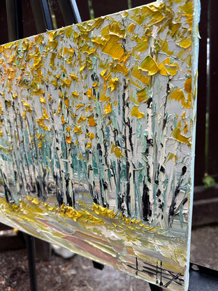 Harmony in Golden Woods by Lisa Elley |  Side View of Artwork 