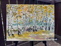 Original art for sale at UGallery.com | Harmony in Golden Woods by Lisa Elley | $525 | oil painting | 12' h x 16' w | thumbnail 3