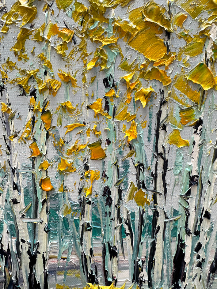 Harmony in Golden Woods by Lisa Elley |  Closeup View of Artwork 