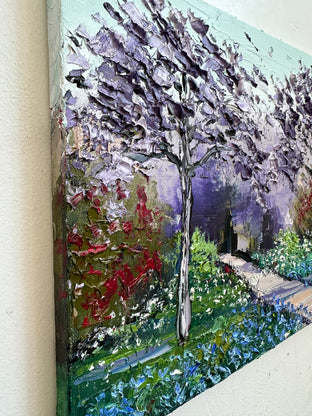 Jacarandas with Monet by Lisa Elley |  Side View of Artwork 