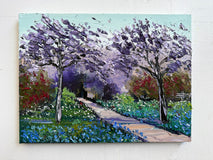 Original art for sale at UGallery.com | Jacarandas with Monet by Lisa Elley | $525 | oil painting | 12' h x 16' w | thumbnail 3
