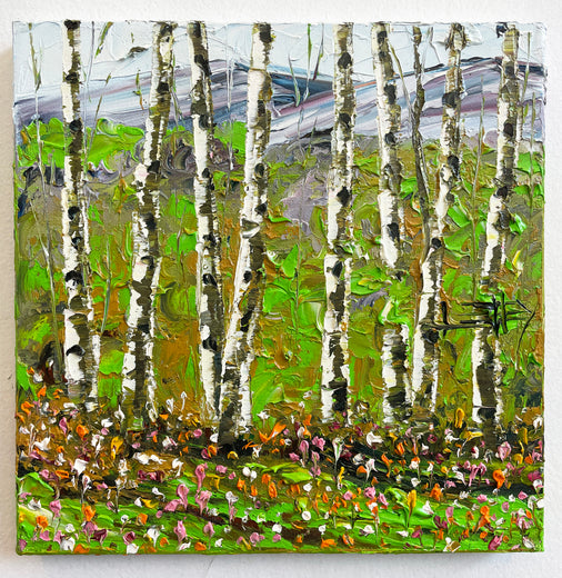 Summer Birch by Lisa Elley |   Closeup View of Artwork 