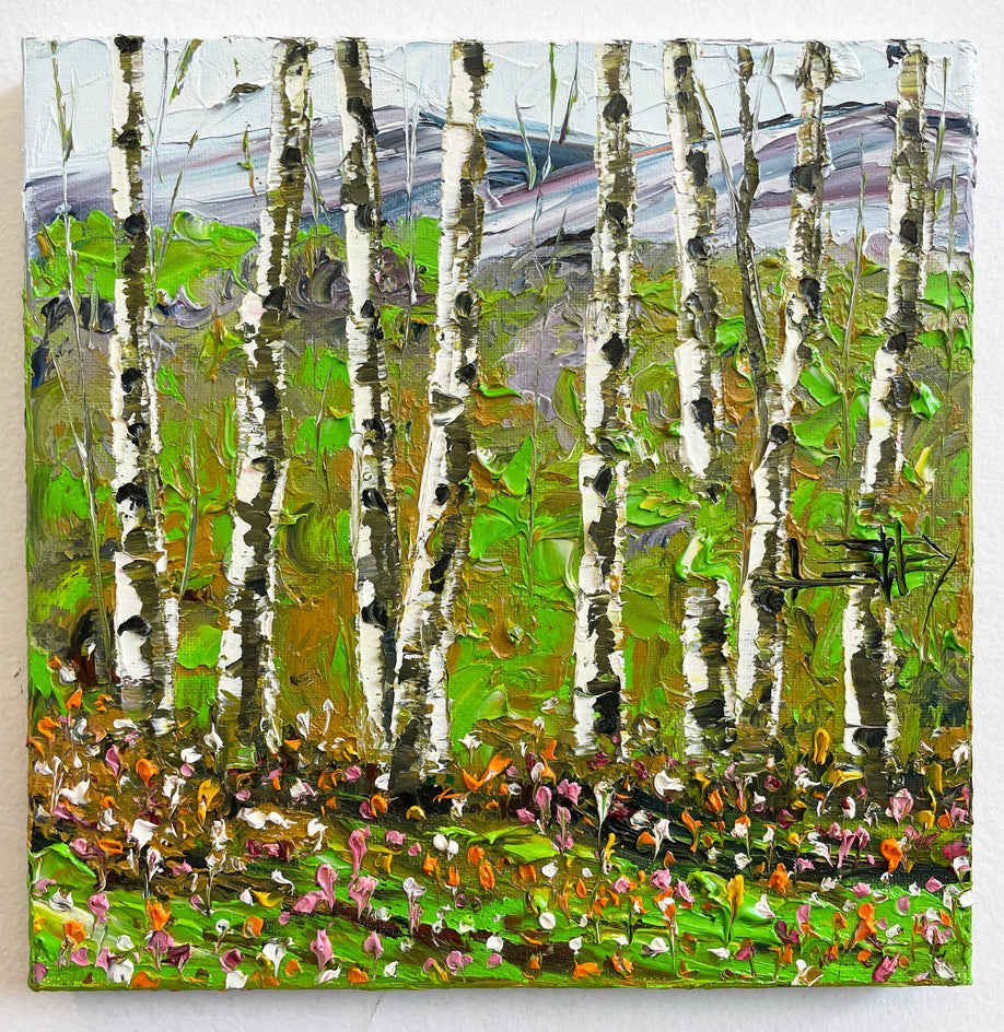 Summer Birch by Lisa Elley |  Closeup View of Artwork 