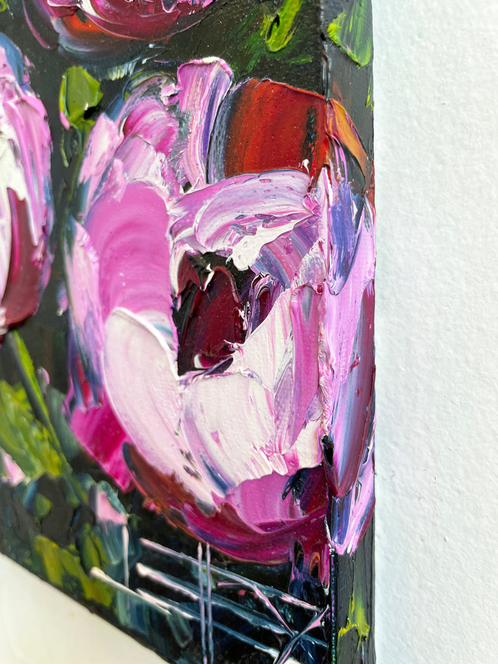 Summer Peonies by Lisa Elley |  Side View of Artwork 
