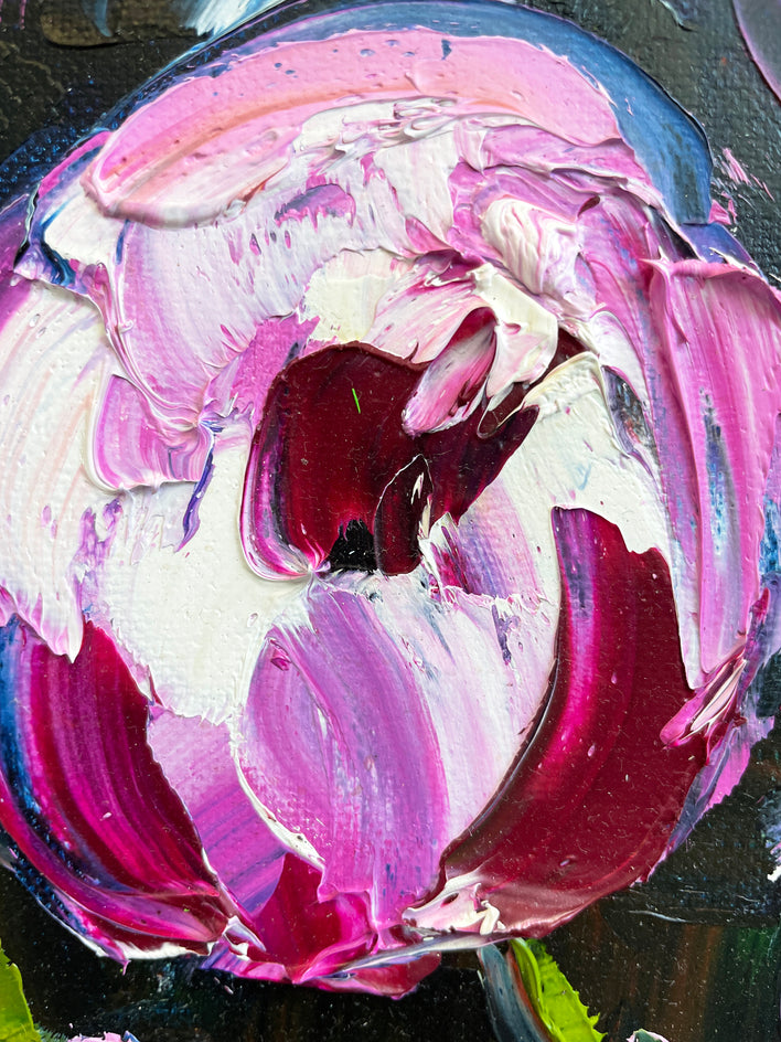 Summer Peonies by Lisa Elley |  Closeup View of Artwork 