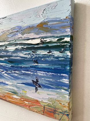 Surfers at Ocean Beach San Francisco by Lisa Elley |  Side View of Artwork 