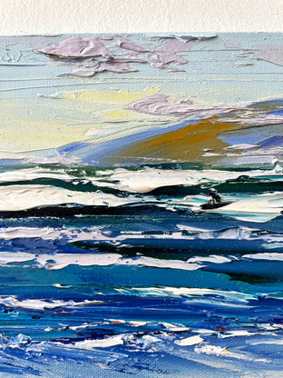 Original art for sale at UGallery.com | Surfers at Ocean Beach San Francisco by Lisa Elley | $375 | oil painting | 9' h x 12' w | photo 4