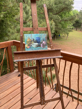 Original art for sale at UGallery.com | Composition in Blue by Lisa Nielsen | $475 | oil painting | 9' h x 12' w | photo 3