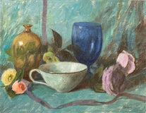 Original art for sale at UGallery.com | Composition in Blue by Lisa Nielsen | $475 | oil painting | 9' h x 12' w | thumbnail 1