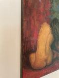 Original art for sale at UGallery.com | In Green and Scarlet by Lisa Nielsen | $625 | oil painting | 14' h x 11' w | thumbnail 2