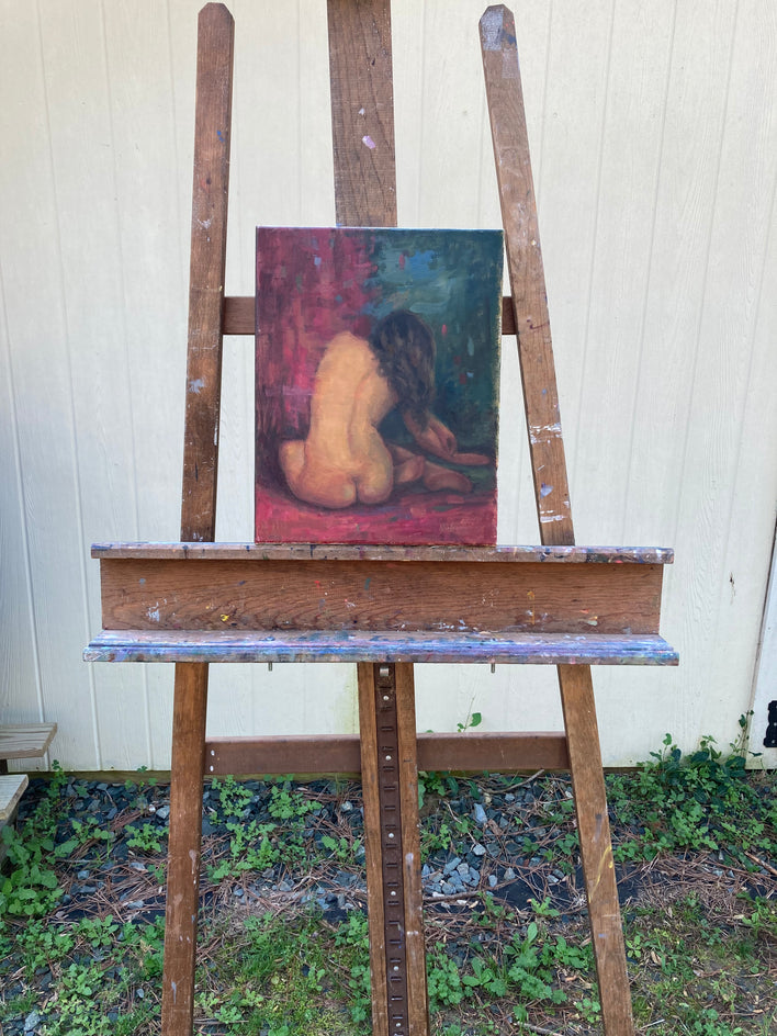 In Green and Scarlet by Lisa Nielsen |  Closeup View of Artwork 