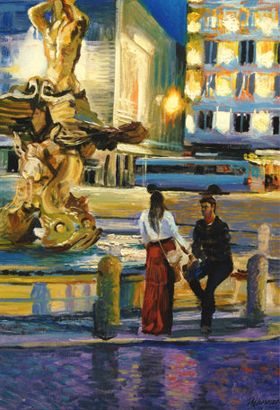 Lovers at Fontana Del Tritone by Onelio Marrero |   Closeup View of Artwork 