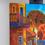 Original art for sale at UGallery.com | Golden Street, Prague by Yelena Sidorova | $1,100 | mixed media artwork | 24' h x 24' w | thumbnail 2
