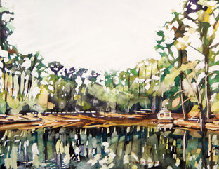 Original art for sale at UGallery.com | MacRae Park Pond by Chris Wagner | $525 | watercolor painting | 14' h x 18' w | photo 1