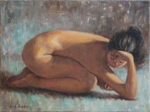 Original art for sale at UGallery.com | Contemplation by Lisa Nielsen | $425 | oil painting | 9' h x 12' w | thumbnail 1