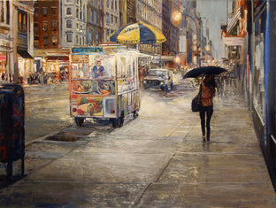 Original art for sale at UGallery.com | Mid Manhattan Drizzle by Onelio Marrero | $1,025 | oil painting | 18' h x 24' w | photo 1