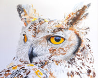 Original art for sale at UGallery.com | Max the Great Horned Owl Hearing Hooting by Emil Morhardt | $1,375 | acrylic painting | 24' h x 30' w | thumbnail 1