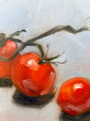 Original art for sale at UGallery.com | Cherry Tomatoes on the Vine by Malia Pettit | $225 | oil painting | 6' h x 8' w | photo 1