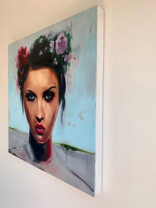 Original art for sale at UGallery.com | Flower Girl by Malia Pettit | $1,200 | oil painting | 24' h x 24' w | photo 2