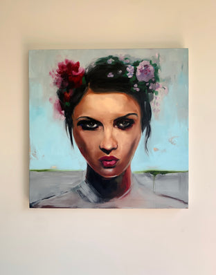 Original art for sale at UGallery.com | Flower Girl by Malia Pettit | $2,200 | oil painting | 24' h x 24' w | photo 3