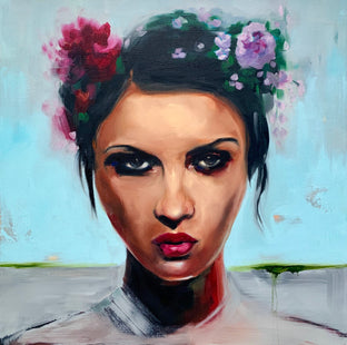 Original art for sale at UGallery.com | Flower Girl by Malia Pettit | $1,200 | oil painting | 24' h x 24' w | photo 1