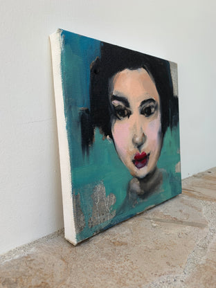 Original art for sale at UGallery.com | Geisha Stare by Malia Pettit | $225 | oil painting | 8' h x 8' w | photo 3