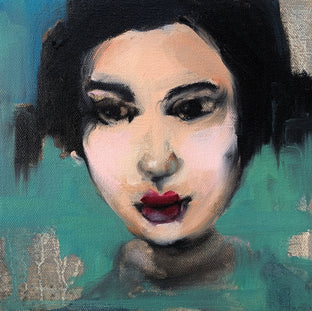 Original art for sale at UGallery.com | Geisha Stare by Malia Pettit | $225 | oil painting | 8' h x 8' w | photo 2