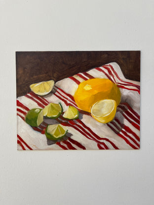 Original art for sale at UGallery.com | Lemons, Limes and Lots of Stripes by Malia Pettit | $275 | oil painting | 8' h x 10' w | photo 3